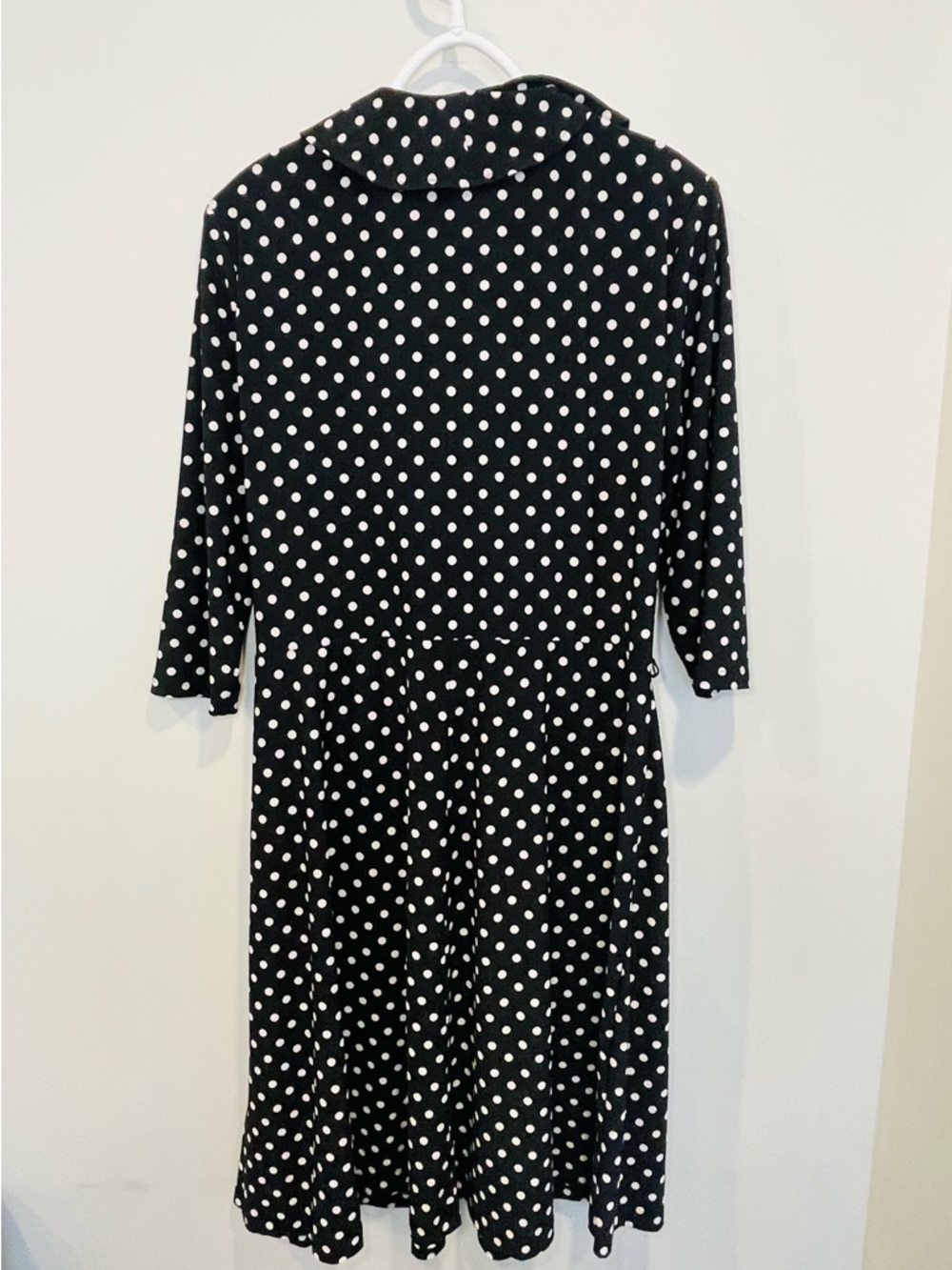 Chaps Black and White Polka Dot Ruffle Wrap-Style Dress - Picture 4 of 6